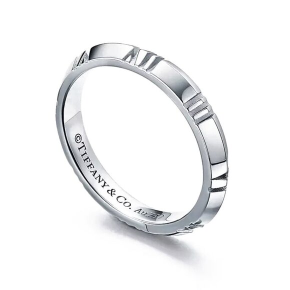 Authentic Tiffany & Co. Atlas X Closed Narrow Ring 18K White Gold Size 5 - Picture 1 of 6